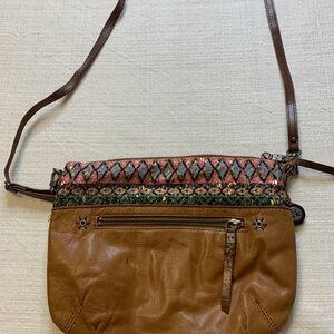 The Sak Tan Leather and Multicolor Crossbody Bag